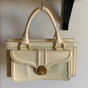 Cowhide embossed ecru/gold purse